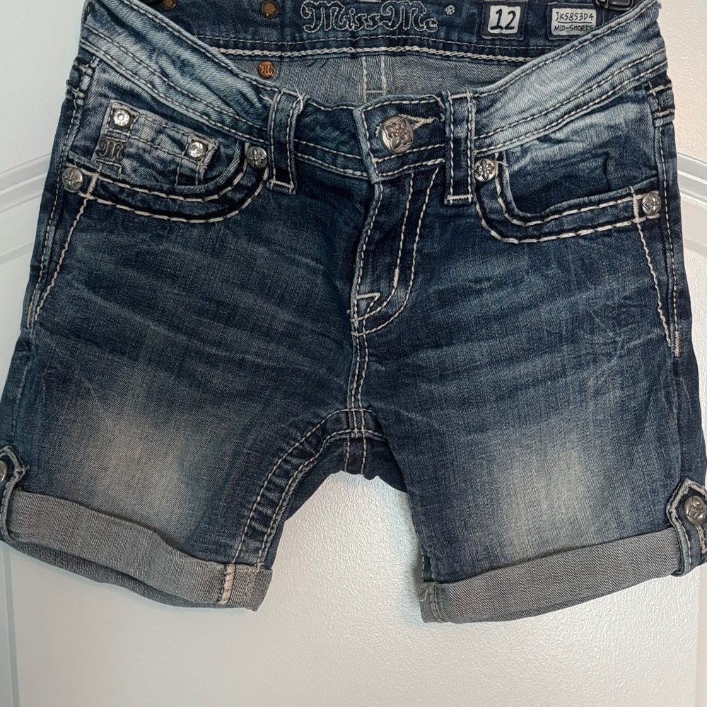 Miss Me Dark Blue Jean Shorts